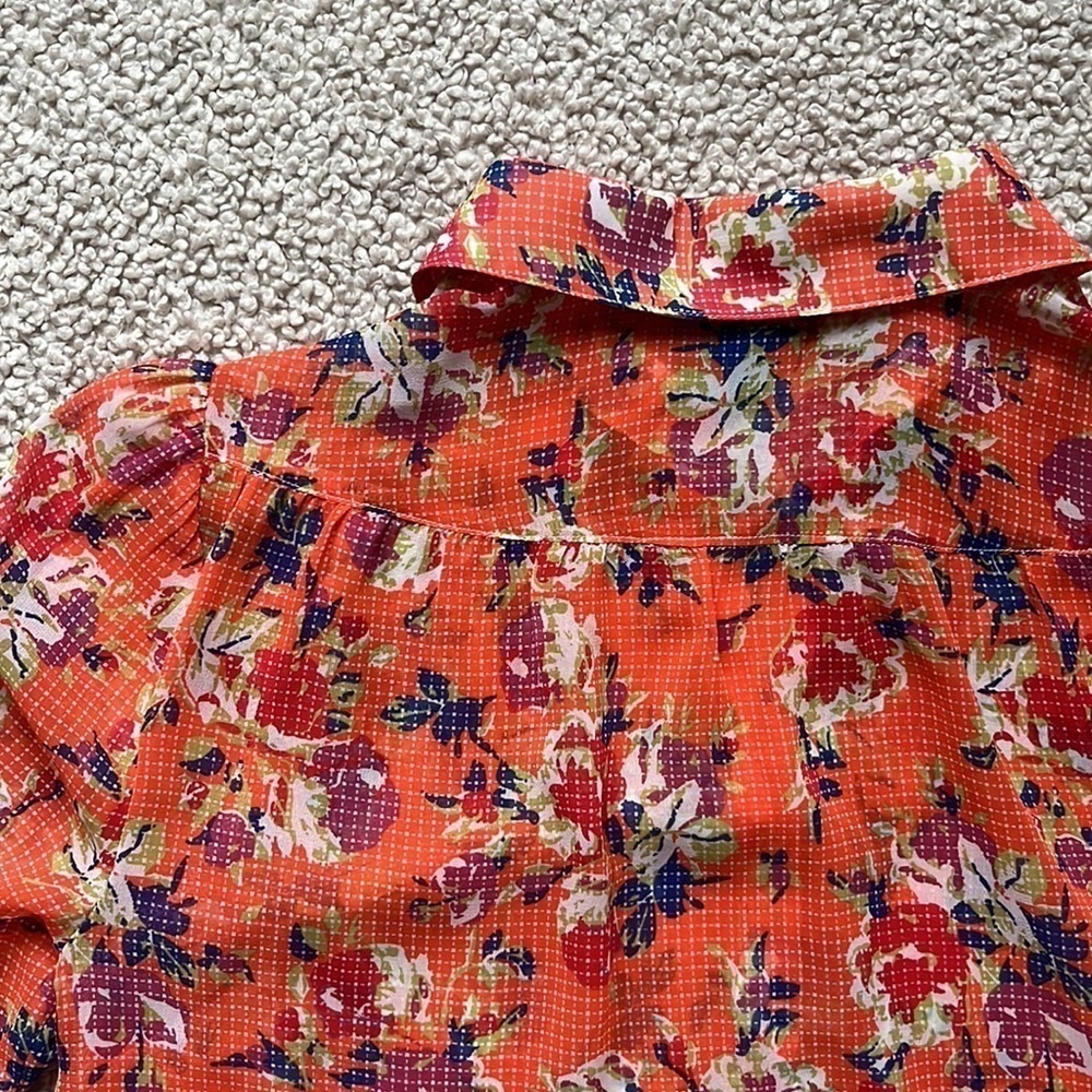 MODCLOTH Be Buzzworthy Floral Print Orange Blouse Size Small - Picture 15 of 16